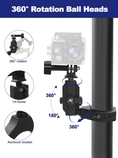 UTV Camera Mount for 1.75"-2" Roll Bars - Compatible with GoPro, Mevo Start & More - Easy to Install Action Camera Accessories on Polaris RZR, Can...