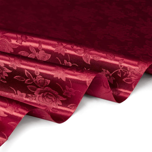 60" Wide Brick Red Satin Floral Jacquard Fabric Shiny Silky Satin Fabric by The Yard for Table Runner?Napkins?Wedding?Dress?Bedding Sheet,DIY Craf...