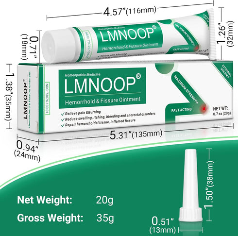 LMNOOP® Hemorrhoid Treatment Ointment, Maximum Strength Treatment & Fast Relief for Pain, Itching, Burning, Swelling, Fissure, Bleeding, Discomfor...