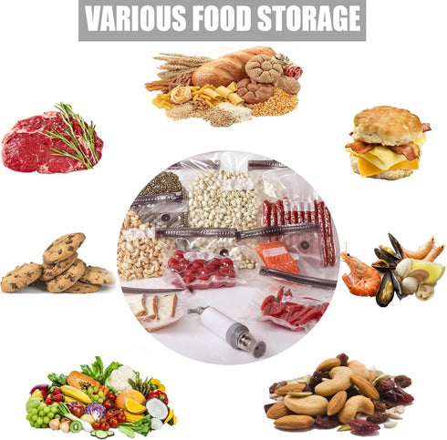 Sous Vide Bags 20pack Reusable Vacuum Food Storage Bags with 3 Sizes Vacuum Food Bags,1 Hand Pump,4 Sealing Clips for Food Storage and Sous Vide C...
