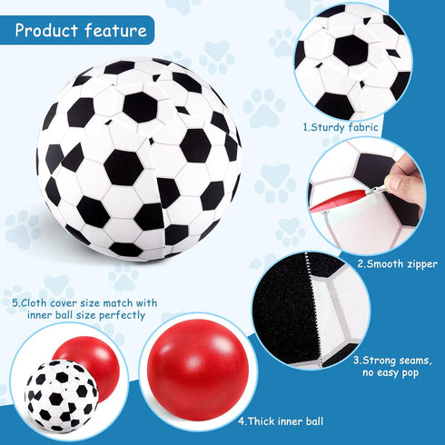 Juome Herding Ball for Dogs, 10" Dog Herding Balls with Soccer Cloth Cover Hand Pump, Interactive Dog Toys for Small & Medium Dogs...