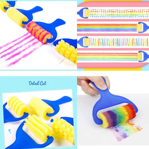 Kids Paint Brushes Set, 12 Pack Washable Sponge Painting Brushes, Early Learning Sponge Painting Tools Arts Craft...
