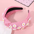 NVENF Flower Headbands for Women Spring Summer Floral Knotted Headbands Crystal Rhinestone White Pink Wide Top Knot Headband Beach Summer Hair Acc...