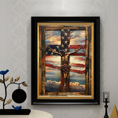 Beaudio Patriotism Theme Series Diamond Painting Kits for Adults- Ameica Flag Outside The Window - DIY Round Full Drill 5D Diamond Art for Home Wa...