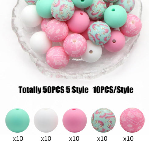David accessories Silicone Beads 15mm Silicone Beads Bulk Round Silicone Beads for Keychain Pens Lanyards Bracelet Making DIY Craft 50Pcs (L)...