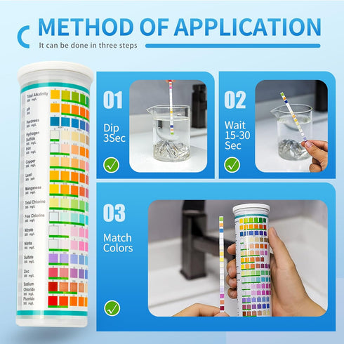 Accevo 20 in 1 Complete Drinking Water Test Kits, 125 Strips-Well, Tap, Home, City Water Testing Strip for Lead, Chlorine, Hardness, Iron, Fluorid...