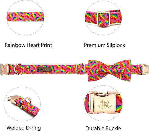 Elegant little tail Dog Collar, Rainbow Dog Collar Pet Collar LGBT for Pride Month Pet Collar Dog Girl Boy Adjustable Dog Collar for Large Dogs...