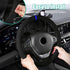 Car Steering Wheel Cover, Anti-Slip Auto Stitch on Wrap Steering Wheel Protector for Max Diameter 15 Inch, DIY Sewing with Needle Thread, Universa...