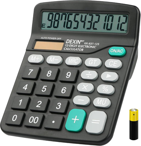 Desk Calculator, Envysun Compact 12-Digit Solar Battery Office Electronic Calculator with LCD Display, Dual Power Desktop Scientific Calculators (...