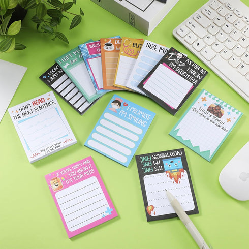 12 Pcs Funny Notepads Cute Self Adhesive Note Pads Sarcastic Sticky Memo Pads Funny Office Supplies for Writing Notes Schedules Diary Lists Cowork...