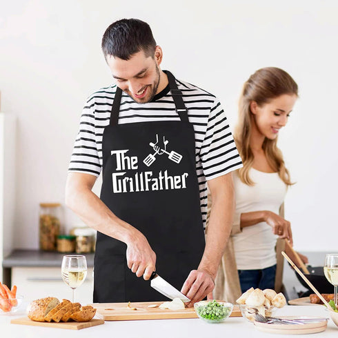 Grill Aprons for Men Dad - The Grill father Apron - Funny Chef Cooking Grilling BBQ Apron with 2 Pockets - Birthday Fathers Day Christmas Gifts fo...