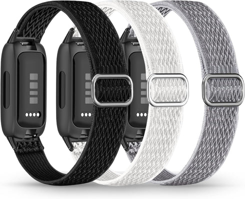 3 Pack Stretchy Nylon Bands Compatible with Fitbit Inspire 3,Soft Loop Straps Replacement Wristband for Fitbit Inspire 3 Tracker Smart Watch for W...