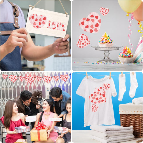 12 Sheets Self Adhesive Felt Sheets, 7.9x11.8 Inch Fun Heart Printed Felt Backed Felt Fabric for Weddings Gifts DIY Valentine's Day Supplies Decor...