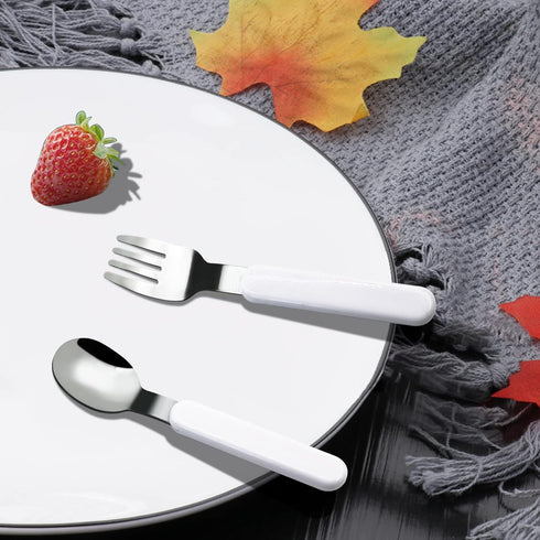 VANRA 2-Piece Children Fork And Spoon Set 18/10 Stainless Steel Child Flatware Set Kids Utensils Set with Case for Lunch Box...
