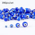PH PandaHall 390 Pcs 4 Size Blue Evil Eye Glass Beads Round Evil Eye Beads 4/6/8/10mm Evil Eye Lampwork Glass Beads Handmade Lampwork Evil Eye Cha...