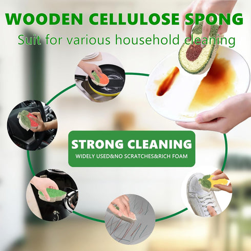 2 Pcs Fruit Shaped Kitchen Compressed Dish Sponges for Cleaning,Cellulose Absorb Water Expand Dishcloth,Natural Household Cleaning Sponges Suitabl...