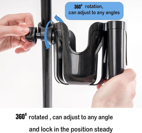 Wheelchair Cup Holder,2 in 1 Universal Stroller Cup Holder Attachment,Bike Cup Holder for Adult Bikes, Cup Holder for Stroller Walker Bike Motorcy...