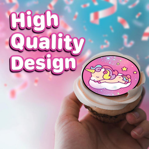 30 x Cupcake Toppers Themed of Unicorn Original Series Collection - Edible Cake Decorations | Uncut on Wafer Sheet...