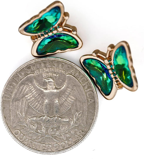 Gradient Green Rhinestone Butterfly Metal Shank Sewing Buttons 20 Pcs - 16mm, 21/32"...