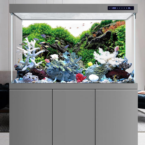 AWERT 72x18 inches Stone Aquarium Background Aquatic Plant River Bed & Lake Fish Tank Background Seaweed Aquarium Background Vinyl Background...