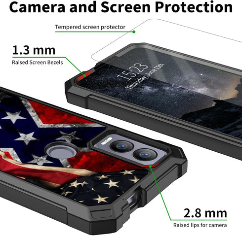 for Cricket Magic 5G Phone Case/AT&T Propel 5G Phone Case with Tempered Glass Screen Protector Dual Layer Structure Protection Shockproof TPU Bump...