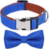 Rhea Rose Dog Collar with Bow Tie for Girl or Boy Gift Soft Durable Bowtie Blue dot Small...