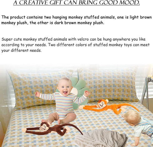 2PCS Hanging Monkey Stuffed Animals Plush Cute Monkey Toy for Kids Adults, 27.6"...