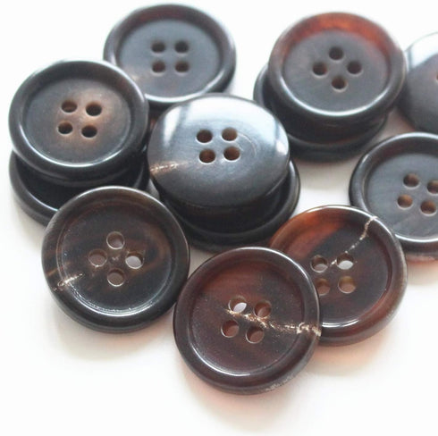 YaHoGa 22 Pieces Real Horn Buttons Set for Blazers Suits Coats 15MM 20MM Natural Brown Buffalo Horn Blazer Buttons Suit Buttons for Men (Dark Brow...