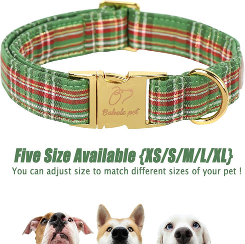Christmas Dog Collars for Large Dog,Green Dog Collar with Safety Metal Buckle Adjustable Puppy Collars for Small Medium Dog,Boy&Girl&male&Female D...