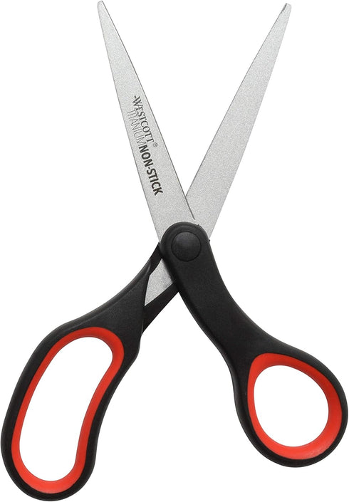 Westcott 8" Titanium Non-Stick Scissors, 2-Pack, Black and Red...