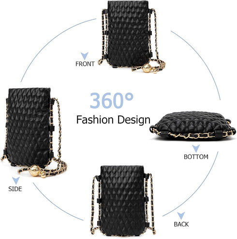 myfriday Mini Quilted Crossbody Purse for Women, Soft Small Summer Shoulder Purse and Handbag with Adjustable Chain Strap...