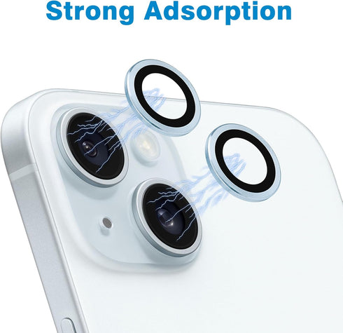 for iPhone 15 and iPhone 15 Plus Camera Lens Protector, Anti-Scratch Lens Cover 9H Tempered Glass Metal Camera Screen Protector Shockproof Camera ...