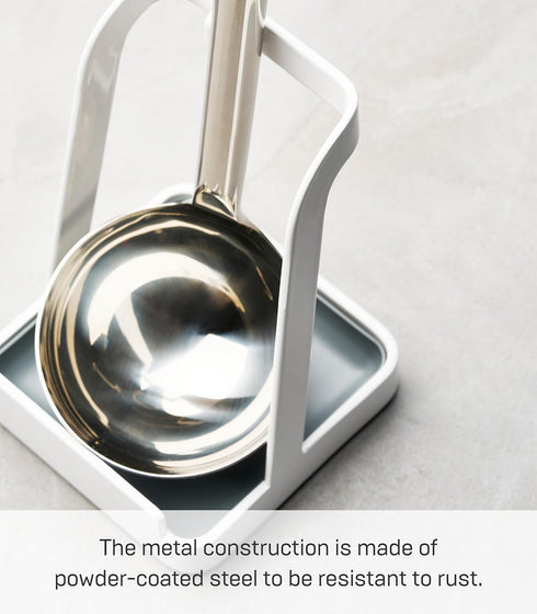 YAMAZAKI Home Ladle Holder - Lid Stand For Utensils In Kitchen, Steel, Water Resistant, No Assembly Req.,White...