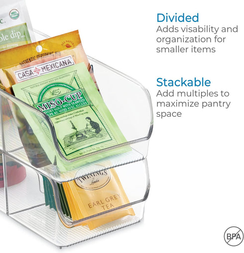 iDesign Linus Spice Packet Organizer Bin for Kitchen Pantry, Cabinet, Countertops - Clear Large...