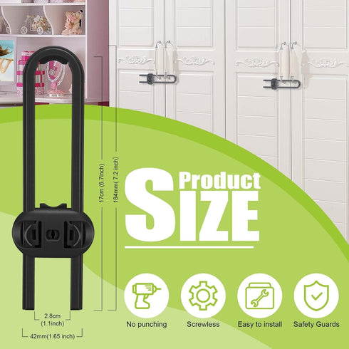 10-Pack Safety Cabinet Locks for babies, Child safety cabinet locks, baby Proof Cabinet latches, Adjustable U-Shaped Sliding Child locks for Close...