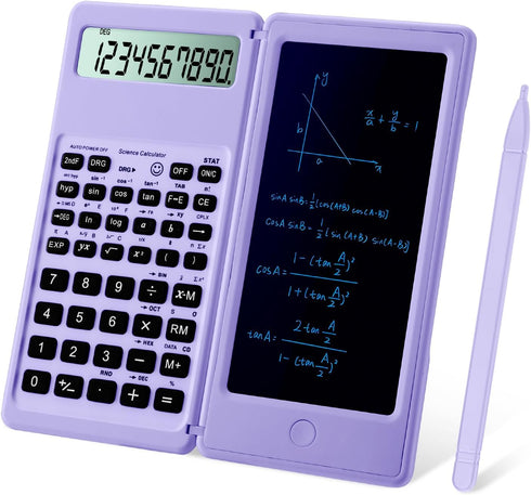 Scientific Calculator for high-school, 10 Digits Digital with Erasable writing board Math Calculator for middle school & College (Purple)...