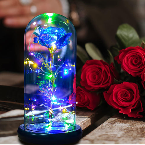 QUELIEN Beauty and Beast Rose,Galaxy Flower Rose Gift for Girlfriend?Glass Flower Roses?Unique Gifts for Women, Christmas, Birthday,Thanksgiving,A...