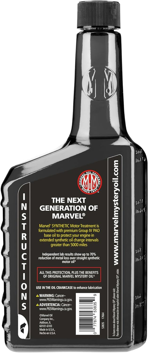 Marvel Mystery Oil 53835 Synthetic Motor Treatment- Removes & Prevents Sludge Build Up and Leaks, Reduces Wear and Tear, Increases Life of Engine,...