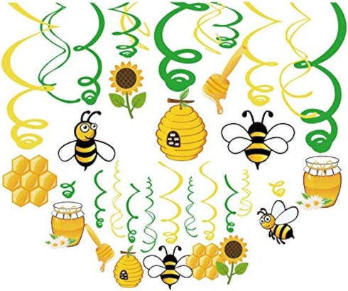 30Ct Bee Party Hanging Swirl Decorations,Bumblebee Party,Fairy Party,Garden Party,Party for Girls,Boys,Kids,Home,Classroom,Baby Shower...