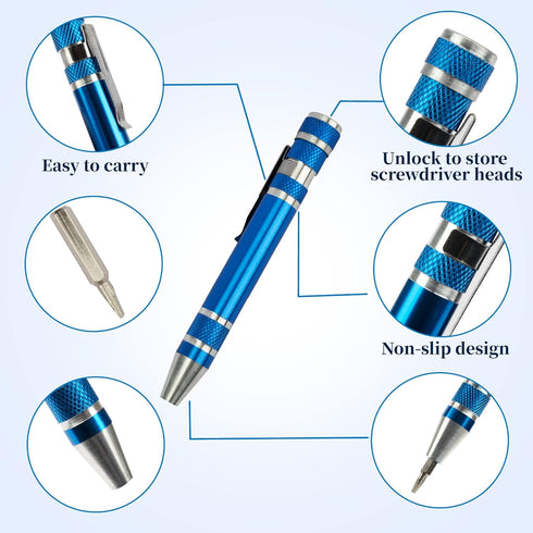 SWATOM 8 in 1 Mini Screwdriver Set Small Screwdrivers Pen Magnetic Repair Tools EDC Compact Precision Gadgets for Computer Eyeglasses Daily Home I...