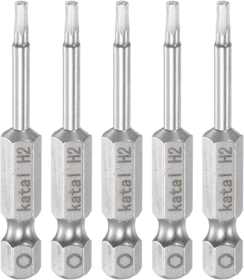 5pcs H2 Hex Screwdriver Bit 1/4" Hex Shank 2" Length Magnetic Screw Driver Power Tool...