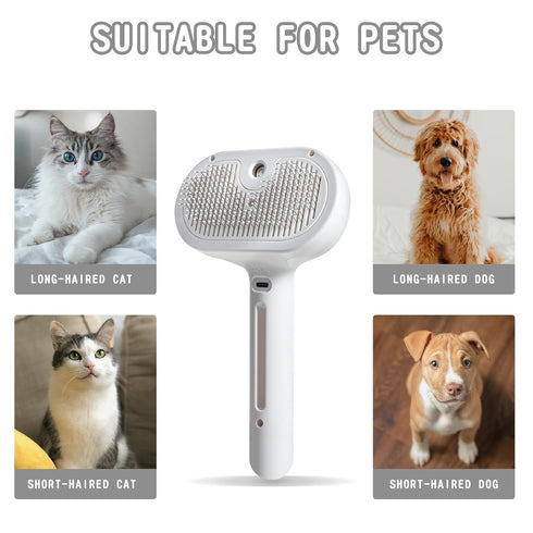 Spray Cat Brush for Shedding - Water Brush for Cats and Dogs - Pet Hair Removal Comb with Water Tank and Release Button - Steamy Cat Brush - Pet S...