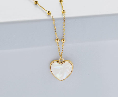 Gold Plated Opal Pendant, Heart Opal Necklace for Women with Gift Box | Adjustable Chain, Minimalist, Tiny Dainty Heart Choker Necklaces, Gold Pla...