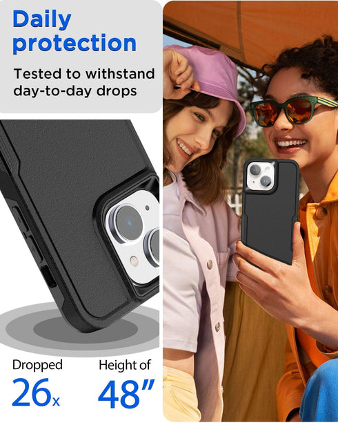 AICase for iPhone 15 Belt Clip Case with Glass Screen Protector,Heavy Duty Drop Protection Full Body Rugged Shockproof Military Protective Tough D...