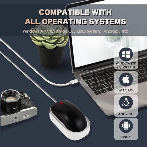 Mouse Jiggler, Undetectable Mouse Mover Shaker Simulator for Computer Laptop Awakening, Keeps PC Active, No Software, Driver-Free with USB C to US...