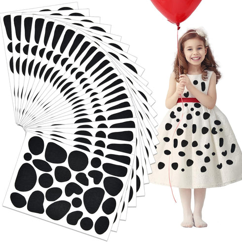 Coopay 24 Sheets Black Adhesive Felt Circles Felt Pads Spotty Dog Style 576 Pieces Irregular Shape Dots Felt for Halloween DIY Sewing Projects Cos...