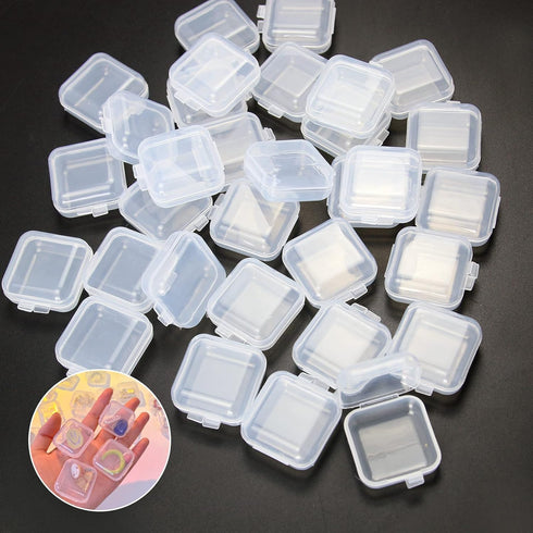48 Pcs Clear Small Plastic Storage Containers Anti Oxidation Transparent Jewelry Storage Holder for Small Item Craft, Beads, Pills, Ear Studs, Nec...