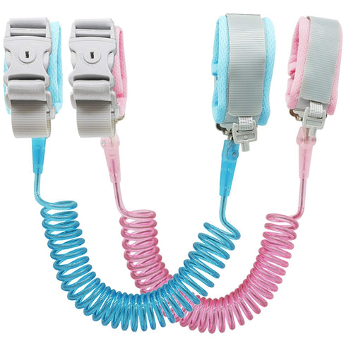 Anti Lost Wrist Link (8.2ft), Socub Toddler Leash Wrist for Kids Child Safety with Key Lock, 2 Pack, Pink and Blue...