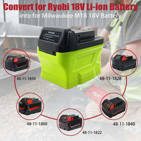 M18 Adapter for Ryobi Battery to Milwaukee 18V M18 Tools, Convert for Ryobi 18V one+ Battery to Fit for Milwaukee M18 18Volt Cordless Power Tools ...