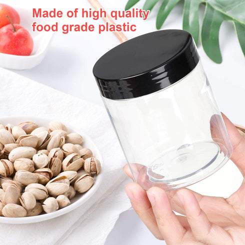 8 OZ Plastic Jars with Lids, 24 Pack Clear Plastic Slime Containers for Kitchen and Household Food Storage of Dry Goods, Creams and More, BPA Free...